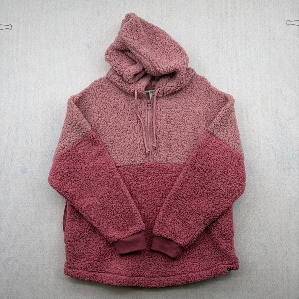Pink Victorias Secret Sherpa Fleece Quarter Zip Hoodie Two Tone Mauve Medium